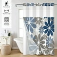 thumbnail image 3 of MIZHONA Blue Grey No Hook Shower Curtain Fabric,Dahlia Floral Bath Curtain,71"× 74", 3 of 8
