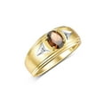 thumbnail image 3 of RYLOS Men's Rings 14K Yellow Gold Classic 8X6MM Oval Gemstone &  Diamond Ring Smoky Quartz June Birthstone Rings For Man Gold Rings Size 10, 3 of 7