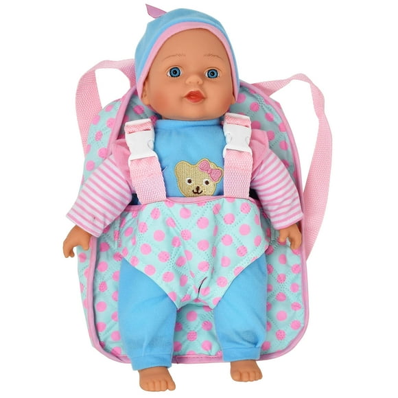 12&quot; Soft Baby Doll with Take Along Pink Doll Backpack Carrier, Briefcase Pocket Fits Doll Accessories and Clothing