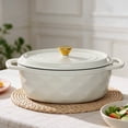 thumbnail image 4 of Ktaxon 7.5QT Enameled Cast Iron Dutch Oven with Upgraded Textured Handles, Oval Geometric Design, Oven Safe to 500°F, Ivory White, 4 of 13