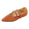 thumbnail image 6 of Mary Jane Shoes Women Adjustable Double Strap Pointed Toe Suede Dressy Slip on Ballet Flat Shoes Loafers Orange Size 9.5, 6 of 6