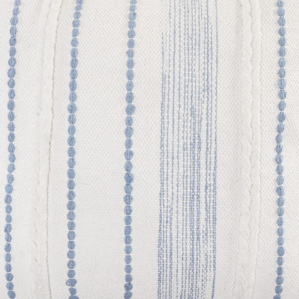 Harlow Hill Davina White/Blue Striped Cotton Adult Decorative Throw Pillow Cover