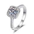 thumbnail image 2 of Oryn Jewelry 1.9 Ct Round Cut Moissanite Band - 14K White Gold Plated Band - Halo-Style Ever & Ever Engagement Ring - Prong Wedding Band for Graduation, 2 of 5
