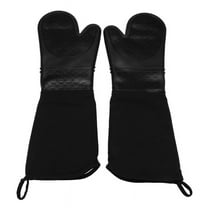 Extra Long Silicone Oven Mitts Heavy Duty Commercial Grade Oven Mitts Heat Bbq Gloves with Quilted Cotton Lining 2 Pack