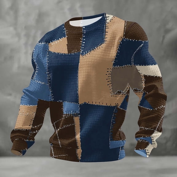 Dolkfu Shirts Mens Athletic Novelty Graphic Sweatshirt Long Sleeve Men Waffle Crew Neck Shirt L