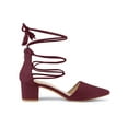 thumbnail image 3 of BLISSFUL STEP Women Pointed Toe Block Heels Lace Up Pumps Burgundy 5, 3 of 7