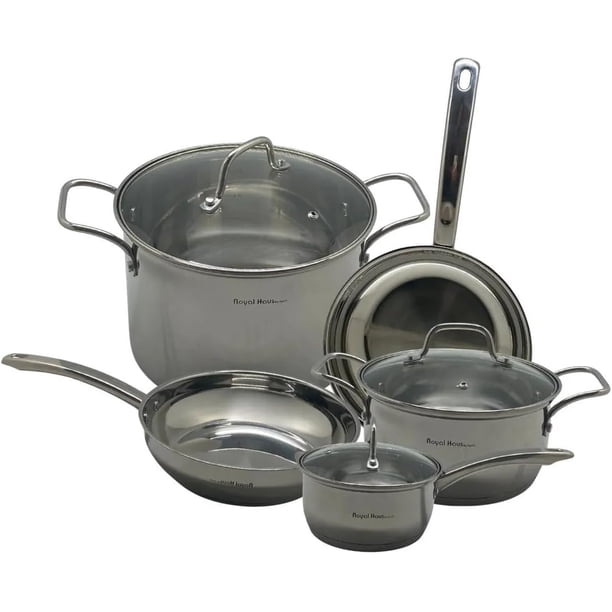 Batería de Cocina de Acero inoxidable Quirurgico De 8 Pzs RH-2062 Plateada Royal Haus