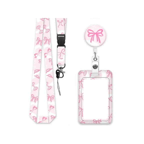 Butterfly Neck Lanyard with Badge Card Holder Retractable Badge Holder and Detachable Neck Strap Set for Office School