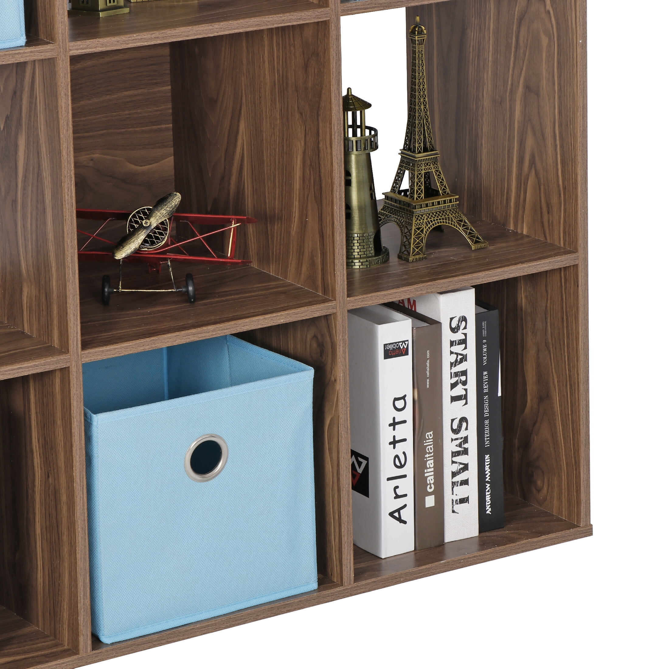 SuperDeal 9-Cube 3 Shelves Organizer MDF Cabinet Bookcase Light Brown