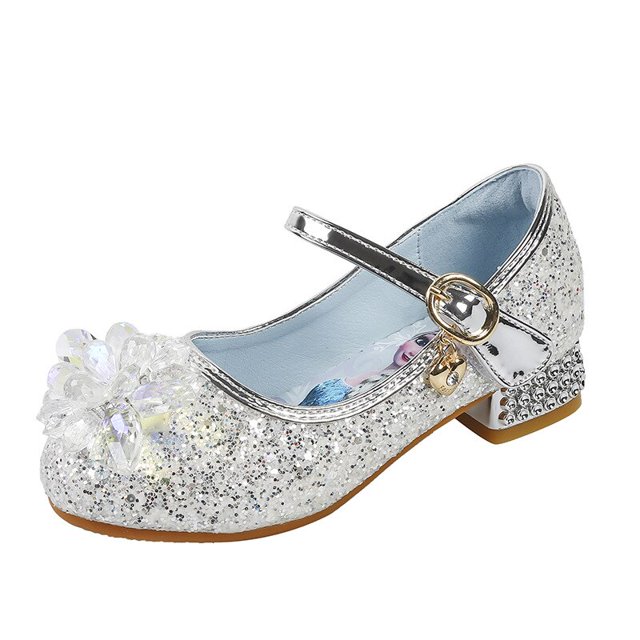 Zapatos de tacón alto para niñas de Disney, novedad de primavera, zapatos de cristal de princesa frozen elsa para niños, zapatos de actuación para niños, 24 plantillas de 16cm Gao Jinjia LED