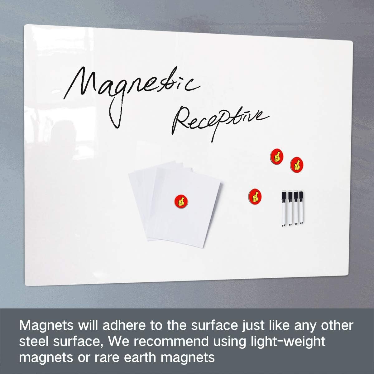 ZHIDIAN Magnetic Whiteboard Contact Paper 36" x 24", Dry Erase White Board Sticker with Non-Adhesive Backing