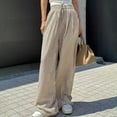 thumbnail image 2 of LWavelet Striped Fabric Drawstring Wide Leg Pants Women Summer Daily Wear Brown XL, 2 of 4