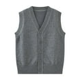 thumbnail image 5 of HAOTAGS Boys V - neck Knitted Sweater, Comfortable Knitting Cotton Solid Color School Uniform Vest Gray 13-14 Years, 5 of 8