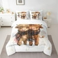thumbnail image 2 of Feelyou Little Highland Bull Bedding Comforter Set 7 Pieces, Kawaii Rustic Cow Full Bedding Set, Cartoon Farm Animal Reversible Fitted Sheet Flat Sheet, Microfiber Bedroom Decor, 2 of 8