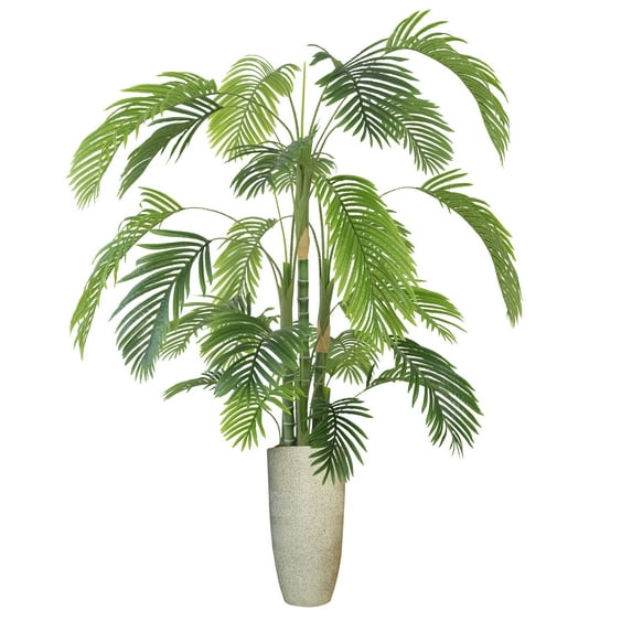 Artificial Faux Real Touch 7.17 Feet Palm Tree With Planter