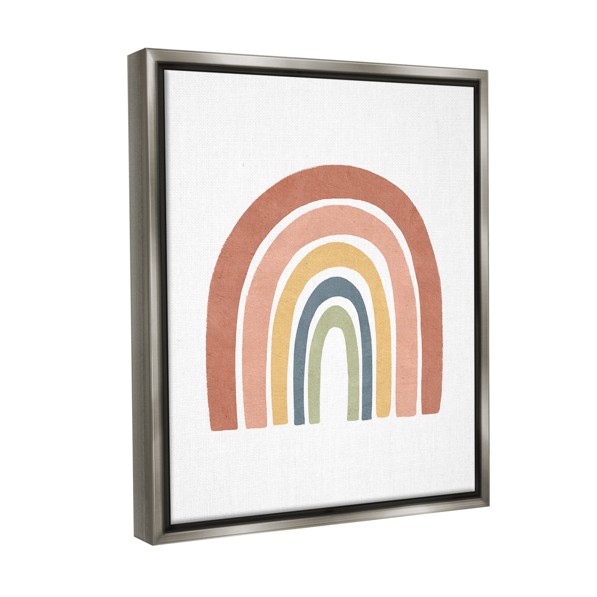 Stupell Industries Boho Rainbow Stripes Landscape Painting Gray Floater Framed Canvas Art Print Wall Art, 17 x 21
