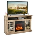 thumbnail image 1 of Gymax Meuble Télé 48 Pieds' Console Armoire avec Foyer Centre de Divertissement pour Salon Naturel, 1 of 10