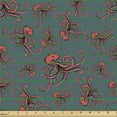 thumbnail image 2 of Ambesonne Underwater Fabric by the Yard Upholstery, Ocean Creature Octopus, 2 Yards, Dark Pink Grey, 2 of 5