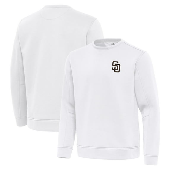 Men's Antigua White San Diego Padres Relevant Lightweight Pullover Sweatshirt