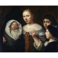 thumbnail image 2 of Wallerant Vaillant 18x15 Black Ornate Wood Framed Double Matted Museum Art Print Titled - Portrait of a Young Woman with Three Children (1650 - 1677), 2 of 5