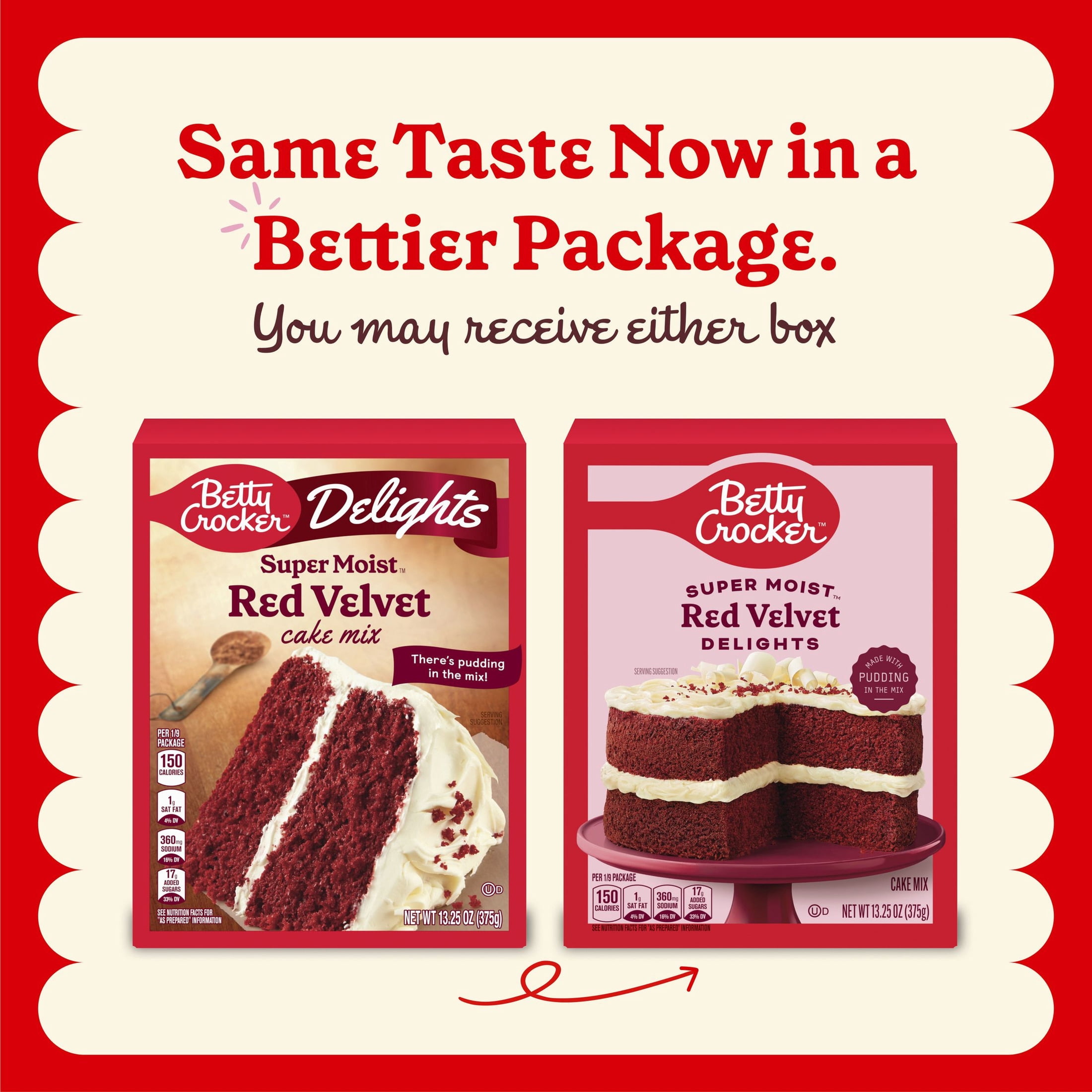 (8 pack) Betty Crocker Delights Super Moist, Red Velvet, Cake Mix, 13.25 oz