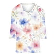thumbnail image 4 of Summer Tops for Women Clearance Under $10 Womens 3/4 Sleeve T Shirts Trendy V Neck T Shirts Floral Summer Tunic Ladies Tops Elegant Dressy Casual Blouses Fashion Vacation Tee Shirts Ropa Mujer, 4 of 4
