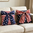 thumbnail image 4 of Leutsin Patriotic American Flag Bow Throw Pillow, Red White Blue Stars Stripes Large Bow Design Decorative Pillow, Soft Plush 4th of July Throw Pillow for Couch Sofa Home Decor, 18" x 18", 4 of 9