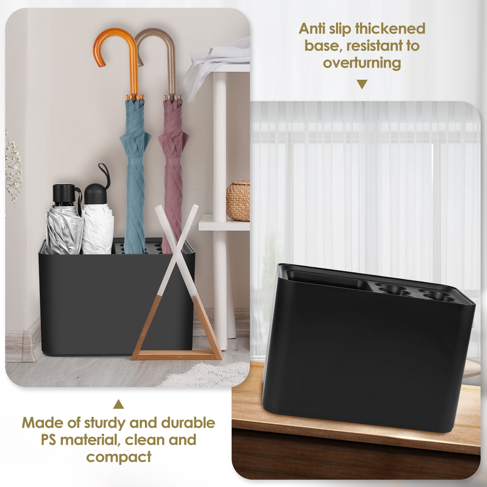 Lzvxtym Umbrella Rack Umbrella Stand with Removable Drip Tray Anti-Slip Base Umbrella Holder Store 10 Umbrella for Home Office Indoor