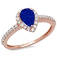 thumbnail image 7 of Halo Engagement Ring for Women - 0.755ct Simulated Blue Sapphire in 14K Rose Gold Promise Ring, 7 of 7