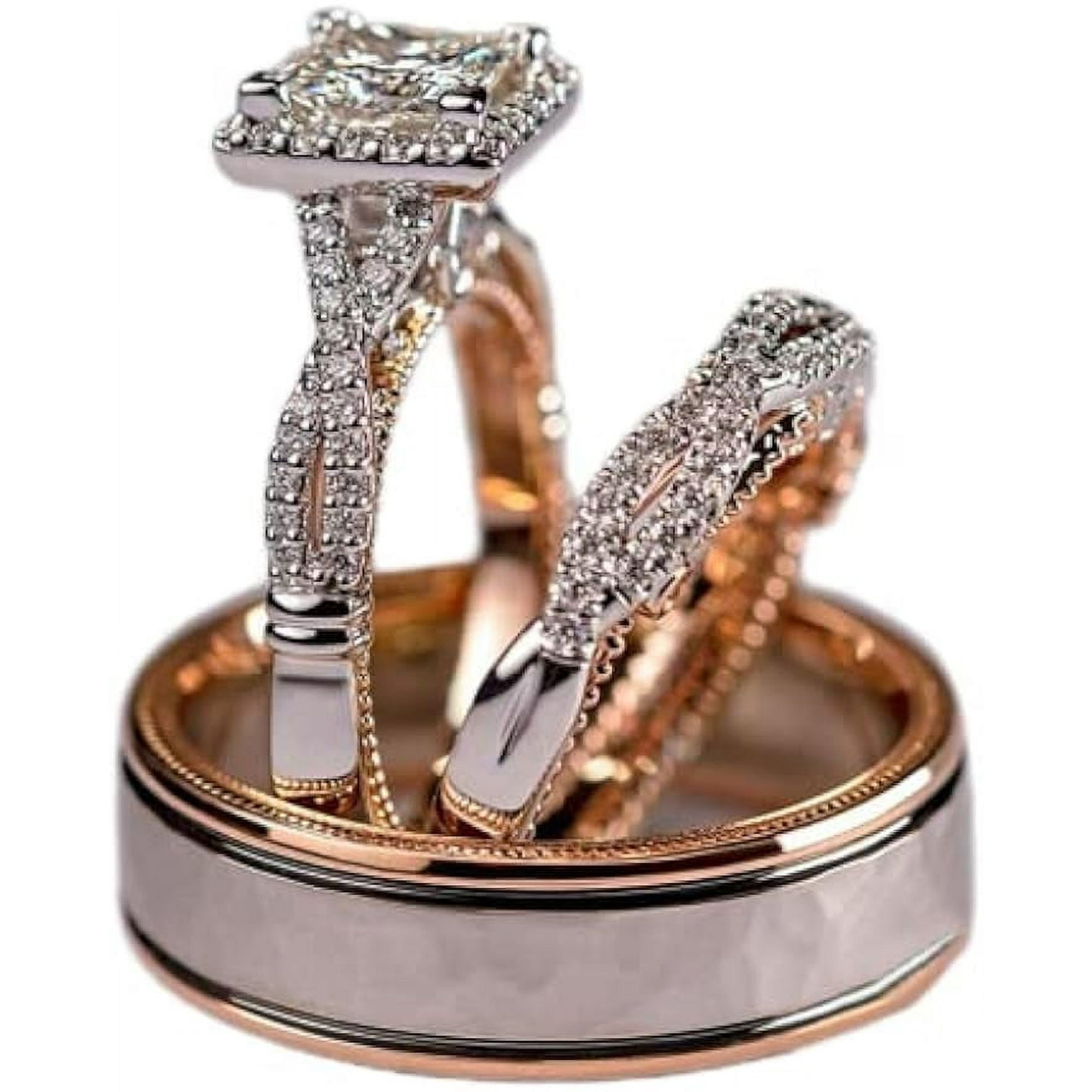 His & Her Matching Promise Rings | Stainless Steel King & Queen Couple Bands, Gift Box