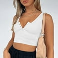 thumbnail image 3 of Dagugfen Crop Tops for Women Ribbed Button Deep V Neck Seamless Low Cut Going out Sleeveless Undershirts, 3 of 9