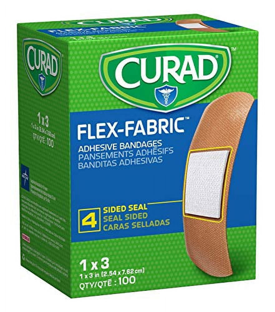 CURAD Flex-Fabric Adhesive Bandages 3/4 X 3 Inch - 30 Per Box, Pack Of 24, Waterproof & Flexible