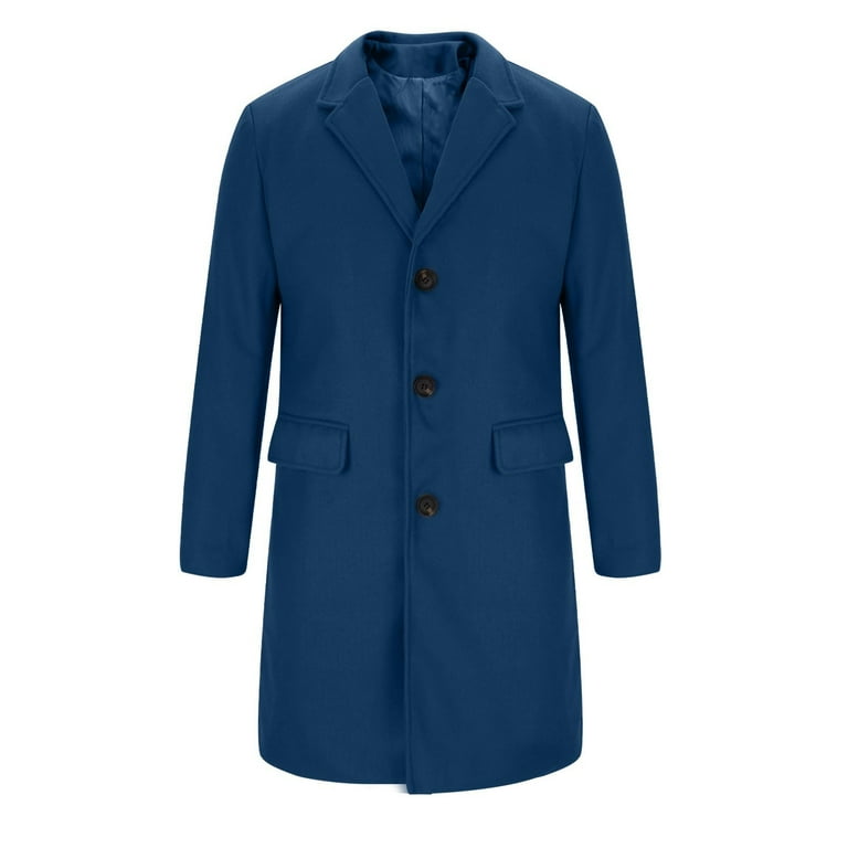 Olyvenn Mens Trench Coat Slim Fit Notched Collar Fall Winter
