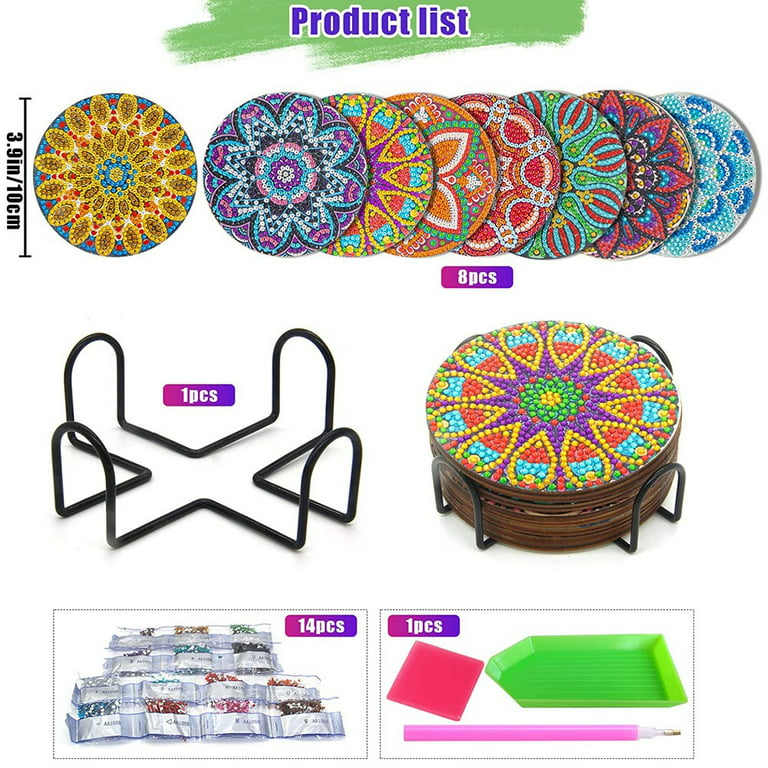 Diamond Paingting Coasters - Painting Coaster Dot Kit With Holder Diy Mala  Coaster Kit For Beginner Adult Craft Supplies - Temu