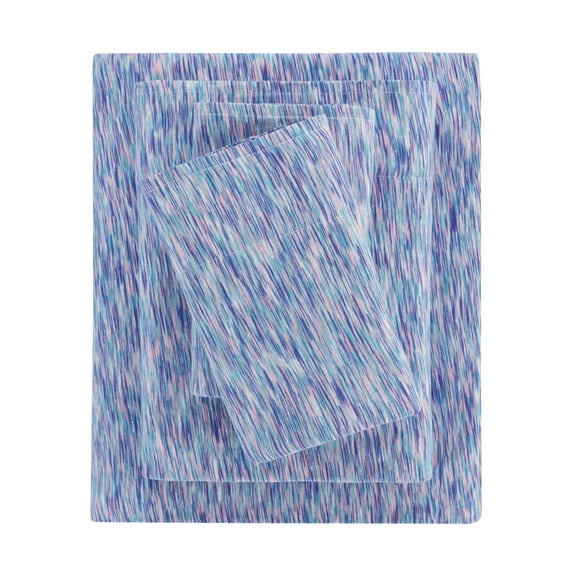 Mainstays 100% Cotton Extra Soft Jersey Bed Sheet Set, Twin-XL, Purple Crackle, 3 Pieces