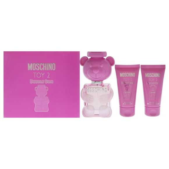 Moschino 1.7oz EDT Spray, 1.7oz Loción Corporal, 1.7oz Gel de Baño y Ducha Moschino Toy 2 Bubble Gum 3 Pc Gift Set Moschino 1.7oz EDT Spray, 1.7oz Loción Corporal, 1.7oz Gel de Baño y Ducha 3 Pc Gift Set
