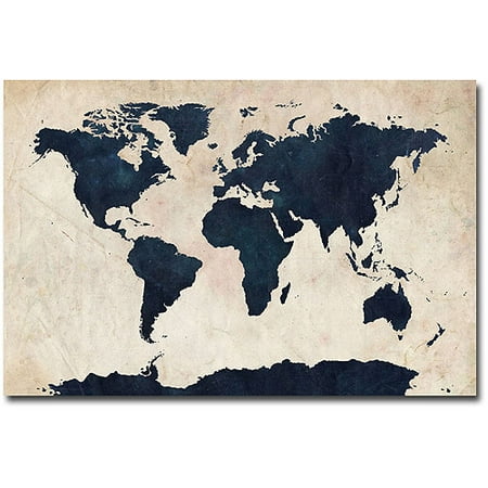 Trademark Art "World Map Navy" Canvas Wall Art By