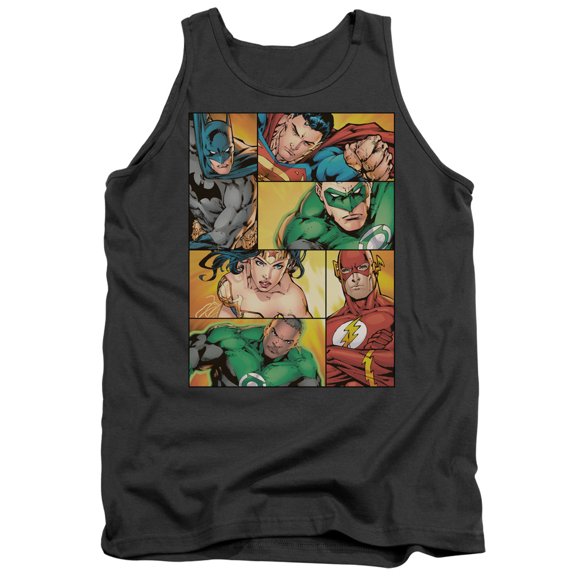JLA Justice League Hero Boxes Adult Tank Top Charcoal