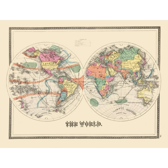 Historic Map - World - 30.23 x 23 - Vintage Wall Art