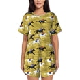 thumbnail image 1 of Balery Horsemen In Horseraces Conjunto de Pijama para Mujer con Estampado, Dos Piezas de Manga Corta y Shorts, Ropa de Dormir Suave con Cuello Redondo y Bolsillos-X-Large, 1 of 6