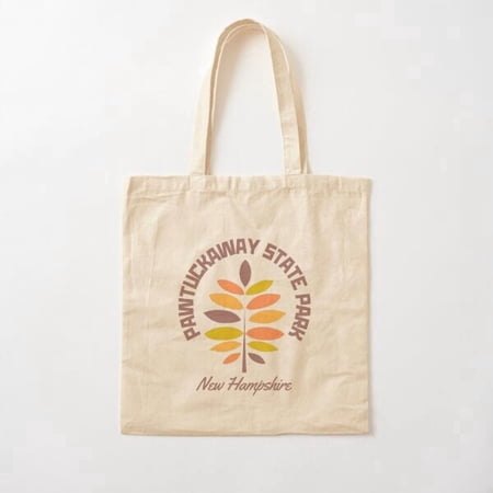 Tote Bag Sixties Modern Hiking, Pawtuckaway State Park, New Hampshire, U.S.A., Brown Text Canvas Tote Bags, Reusable Shopping Bag