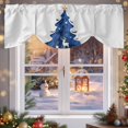 thumbnail image 6 of Christmas Tree Tie Up Valances Curtain, Abstract Blue Trees Elk Gift Bird Star Art Adjustable Rod Pocket Short Window Treatment Tie Up Curtains Valances for Kitchen Living Room Bathroom 54x18 Inches, 6 of 9