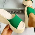thumbnail image 5 of hopeusnice Women's Platform Wedge Sandals Open Toe Vacation Beach Slip On Platform Wedge Slides Comfortable Breathable Sandal Shoes Green 38, 5 of 5