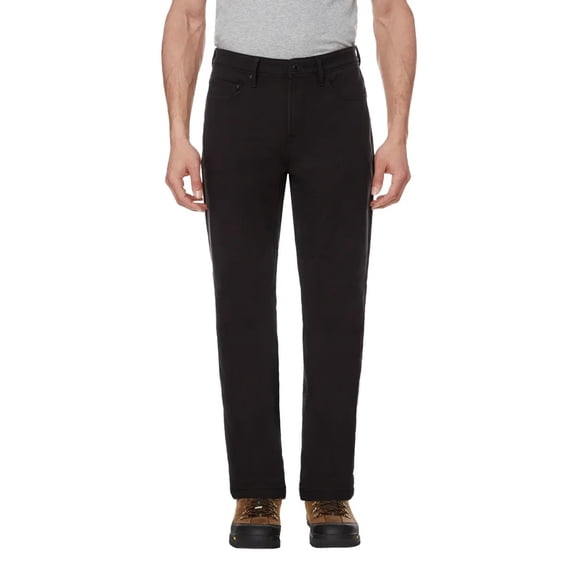 CAT Caterpillar Men's Fleece Lined Canvas Work Pants Straight Leg in Black, Size 32x30
