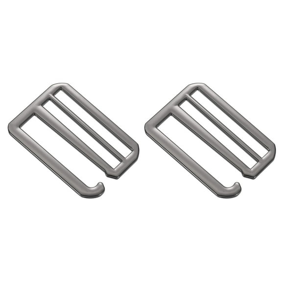 2Pack G-Hook Webbing Buckles, 50mm Flat Tri-Glide, Metallic Black