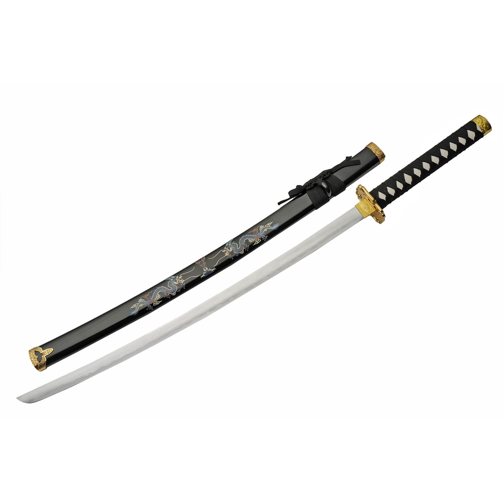 SZCO Double Dragon Samurai Display Piece, 39.5" Overall Length, Carbon Steel with Wrapped Handle Decorative Collectible & Home Display