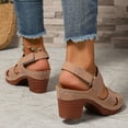 thumbnail image 6 of Womens Casual Sandals Women's Oofos Wide Sandals Women's Fashion Casual Spring And Summer Comfortable Solid Color Fish Mouth Open Toe One-Line Buckle Thick Heel High Heel Sandals Brown, 6 of 8