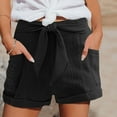 thumbnail image 2 of Povozer Women Shorts Plus Size Womens Summer Cotton Comfy Drawstring Casual Elastic Waist Pocket Loose Shorts Pants(Black,S), 2 of 5