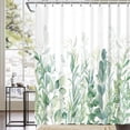 thumbnail image 5 of Green Floral Shower Curtain, Waterproof Fabric Watercolor Eucalyptus Plant Leaves Shower Curtains Set Bathroom Decor for Bathtubs with 12 Hooks, Weighted Hem, Durable, Washable, 5 of 6