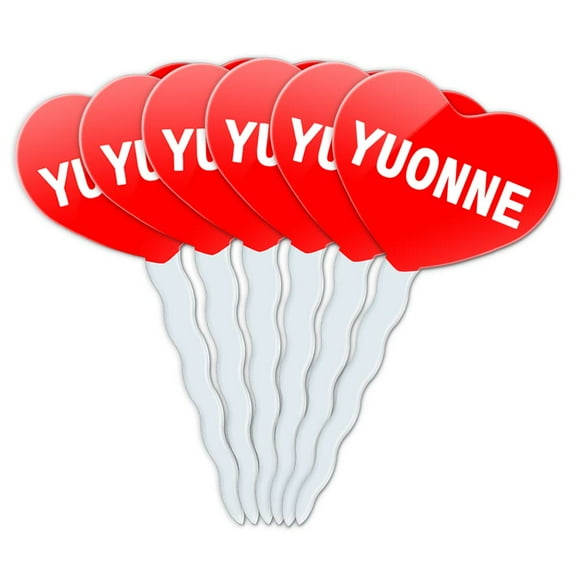 Yuonne Heart Love Cupcake Picks Toppers - Set of 6